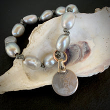 The Kacey - Oblique Grey Pearl Bracelet / Choker / Necklace