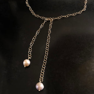 The Diana - Matte Gold Pearl Lariat
