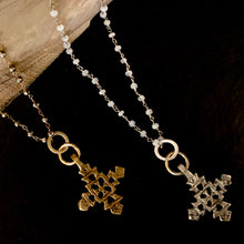 The Cross Necklace - Pyrite or Moonstone