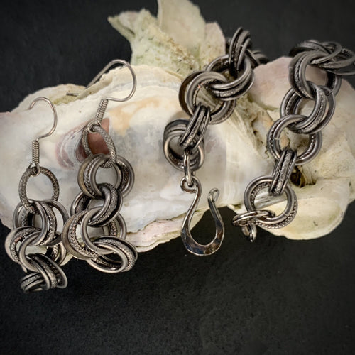 St. Vincent - Gunmetal Link Earrings or Bracelet