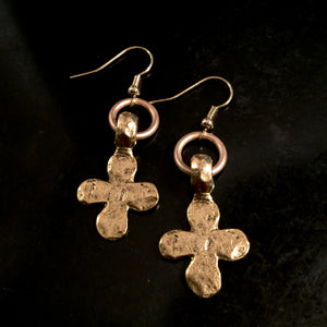 The Amy - Small Distressed Cross Earrings