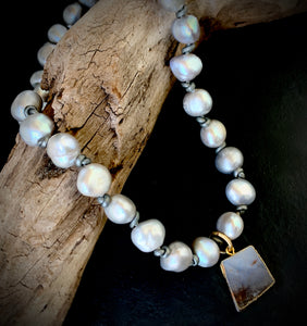 The Katy - Round Grey Pearl - Bracelet/Necklace/Choker