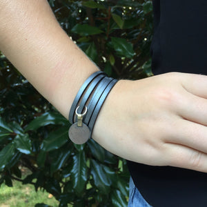 The Brandy - Grey 5 Wrap Leather Bracelet