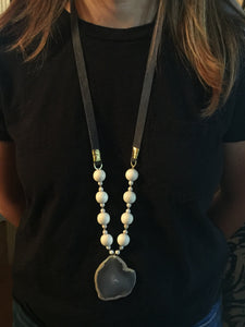 The Alison - Suede & Wood Necklace