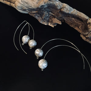 Faceted Grey Pearl Earrings
