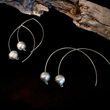 Round Grey Pearl Earrings