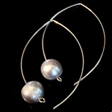 Round Grey Pearl Earrings
