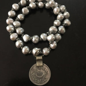 The Katy - Round Grey Pearl - Bracelet/Necklace/Choker